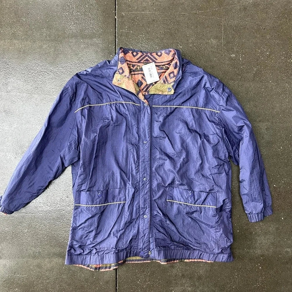 Vintage Aztec Fleece Lined Size XL Rain Jacket Windbreaker